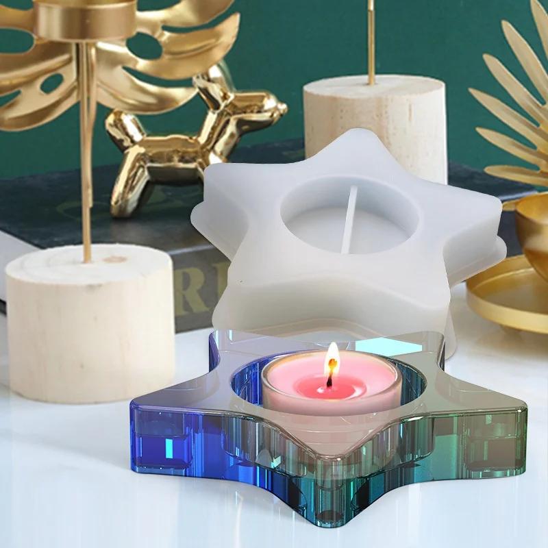 Five Pointed Star Silicone Mal Candle Holder Kandelaar Epoxyhars Mal Kaar Houder Epoxy Mould DIY Candle Holder Silicone Mould