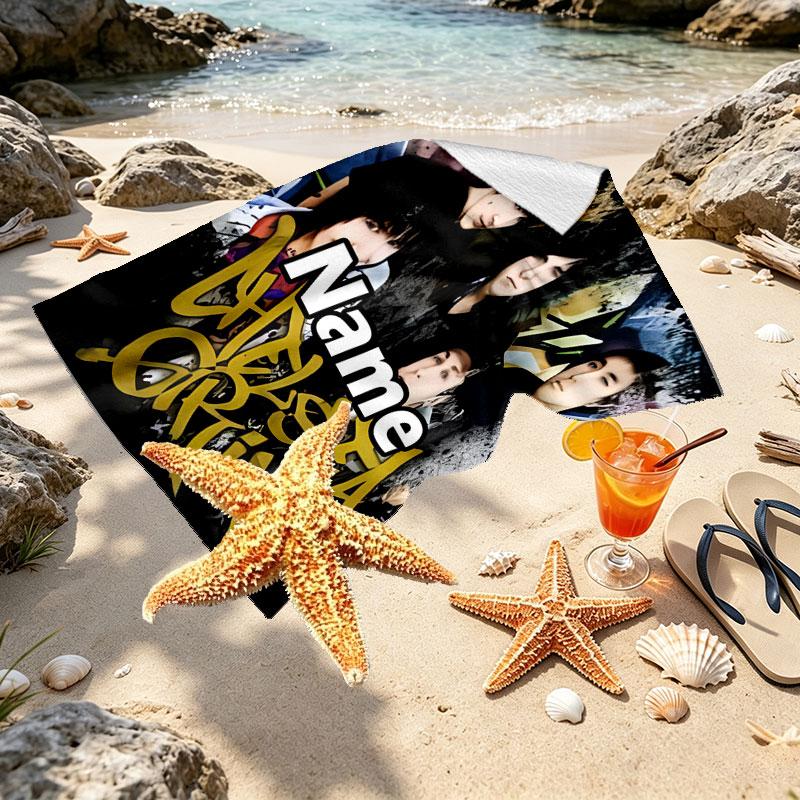 Custom Name Personalized Bring Me the Horizon Print Beach Towel, for Trip Camping Beach Party Home Decor, Birthday Gift for Family & Friends