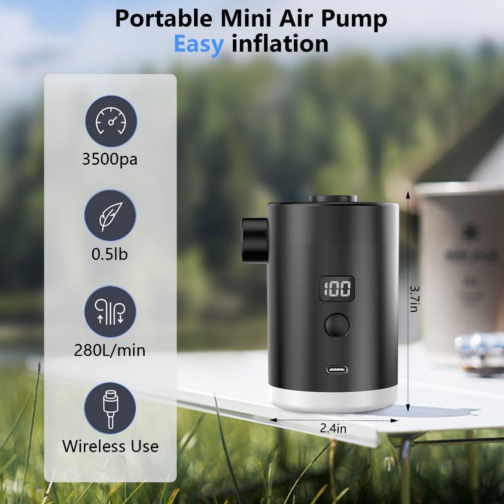 4000mAh Mini Air Pump Portable with LCD Lantern Rechargeable for Camping Air Mattress
