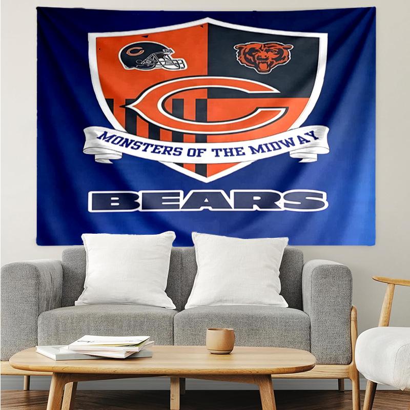 Chicago Bears Tapestry Accessories Playroom Tapestry, for Bedroom,Livingroom, dormitory Room Wall Decor Fan Birthday Gifts