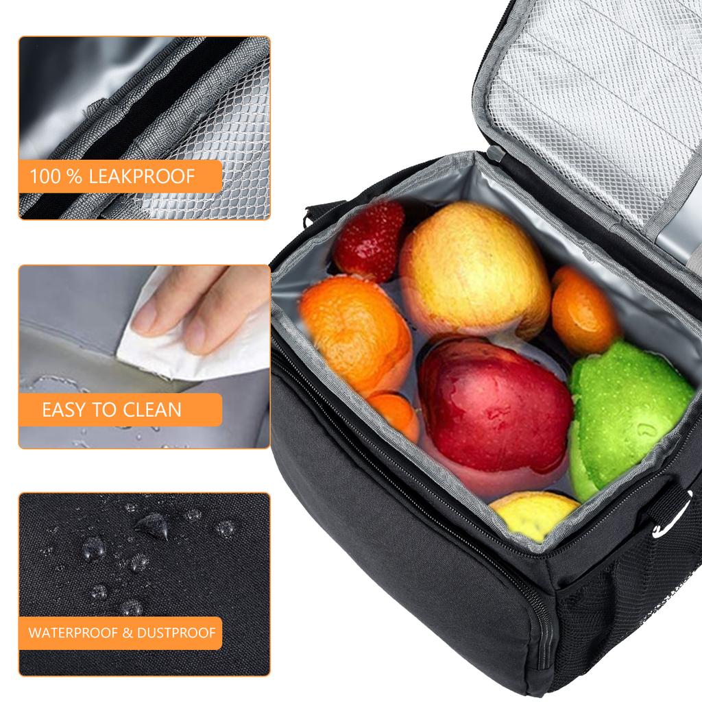 Insulated Lunch Bag Large Reusable Thermal Tote With Adjustable Shoulder Strap For Men Women Work Office Travel