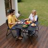 VEVOR Outdoor Patio Dining Table, 94cm Square Metal Steel Slat Backyard Bistro Tables, with 38mm Umbrella Hole
