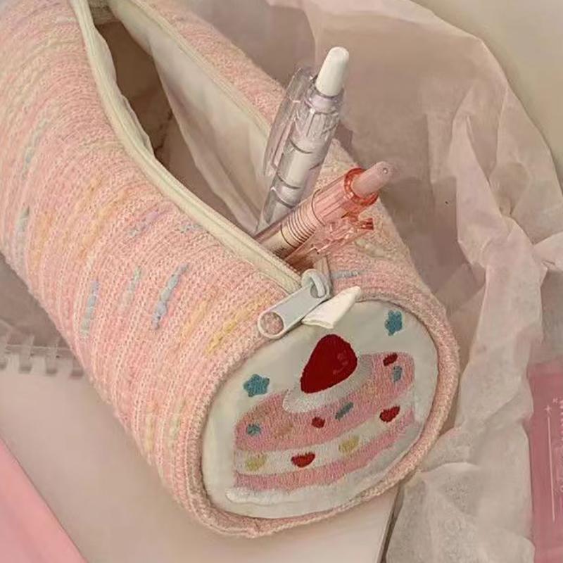 Cute Cartoon Strawberry Cake Pencil Case Kawaii Versatile Large Capacity Storage Bag School Supplies Fashion Stationery Box