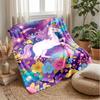 Fantasy Unicorn with Flowers Theme blanket Lightweight Warm Flannel Blanket Decorative Throw Blanket for Home Decoration