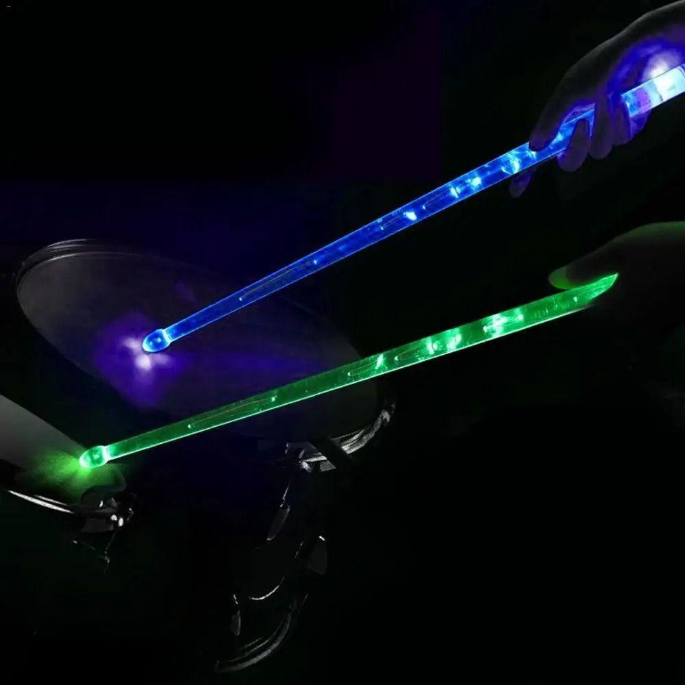 2Pcs Acrylic Light Up Drum Sticks Colorful Fluorescent Drumsticks Drummer Gifts