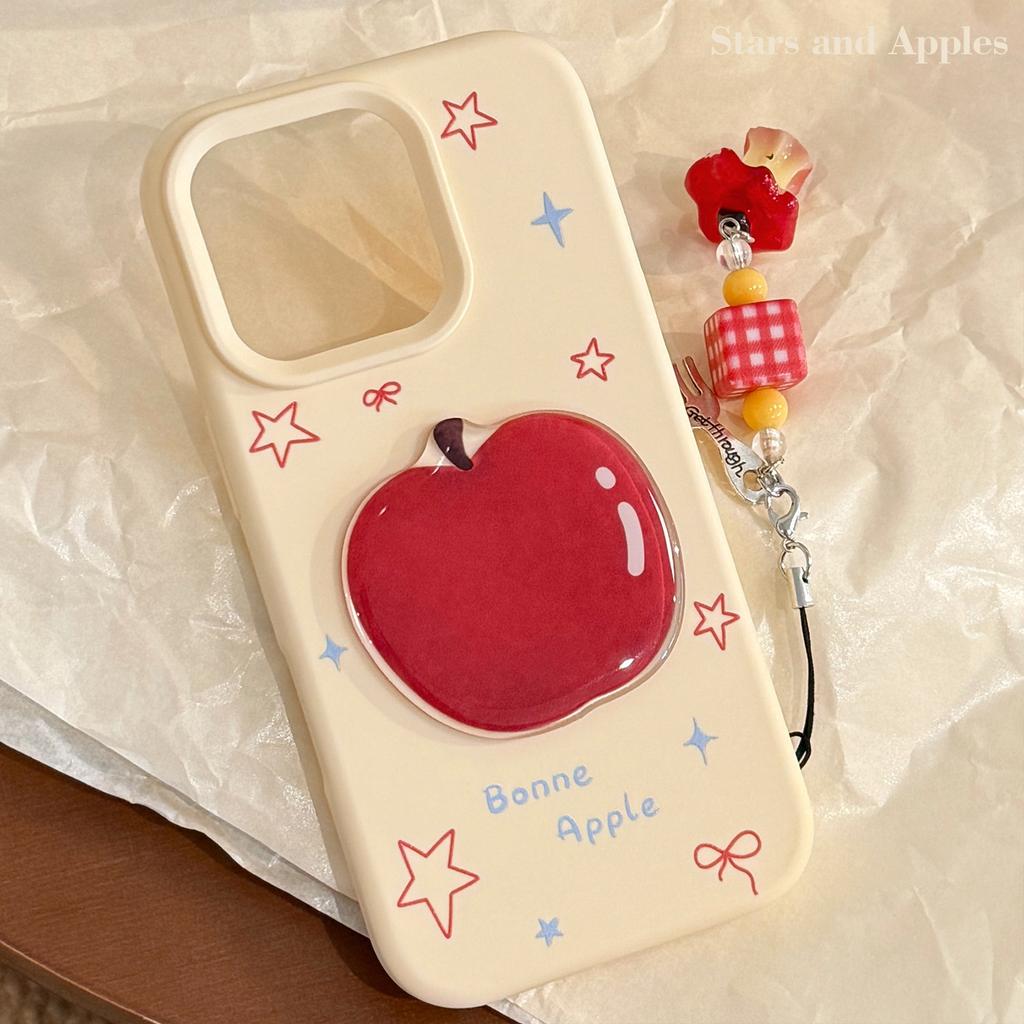 Red Apple 16pro Max Mobile Phone Case 17 Three Dimensional with Pendant Iphone15 Suitable for 13 Niche 11