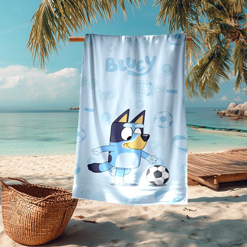 Ultra-Soft Beach Towel with Bluey Theme,Ideal for Pool - Camping, Diving - Perfect Travel Essential, Vibrant Beach Towel.