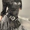 Vintage Women's Rivet Belt Black Dress Jeans Belt Fashionable Leather Waist Belt  Streetwear