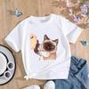 (Asian Size) Women Fashion T Shirt Cute Pet Cat 90s Trend Clothing Print Tee Top Woman Female Short Sleeve Graphic T-shirts