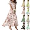 Women's Summer Casual Fashion Print Dresses V-Neck Short Sleeve Dresses