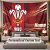 Custom Name Text Tapestry Wales Rugby Personalized Polyester Wall Tapestry For Bedroom And Room