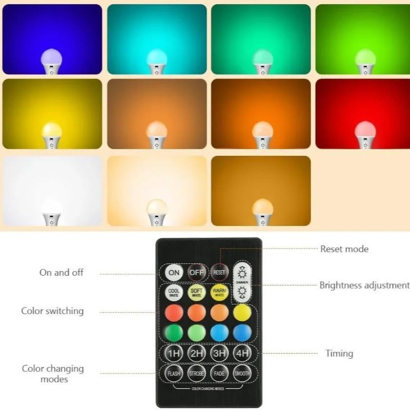 1/2 шт. Перезаряжаемая лампочка RGB USB светодиодная лампа Умная лампа Диммируемая E27 лампа с таймером Беспроводная Работа от батареи Свет