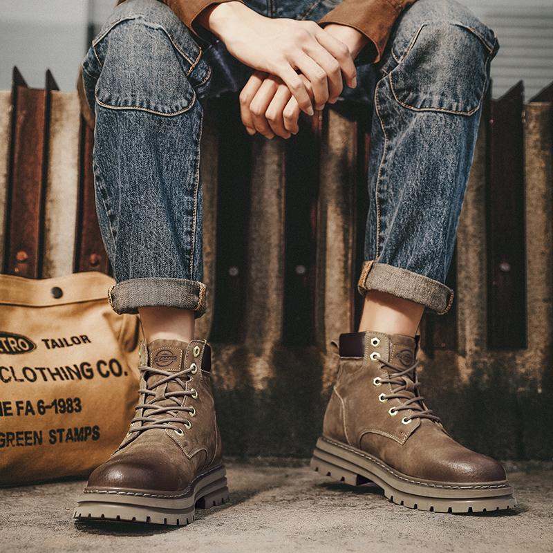 Мужские ботинки на шнуровке, новые мужские ботинки, мужские ботинки Handma, модные кожаные кроссовки для мотоциклистов, удобные ботинки для отдыха на открытом воздухе