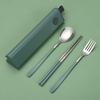 Дорожный набор столовых приборов из нержавеющей стали вилка и ложка с футляром портативная посуда