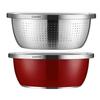 04 Микропористый дуршлаг из нержавеющей стали, большая вместимость 5 литров, с чашей для смешивания. Для мытья овощей, фруктов и риса, а также для слива отваренных макарон.(2PC)