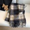 Green Plaid Imitation Cashmere Scarf for Women In Winter Korean Style Thickened Warm Scarf Student Shawl Outer Wear