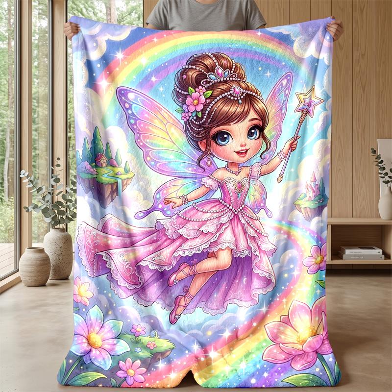 Fairy Rainbow Magic Theme blanket Lightweight Warm Flannel Blanket Decorative Throw Blanket for Home Decoration