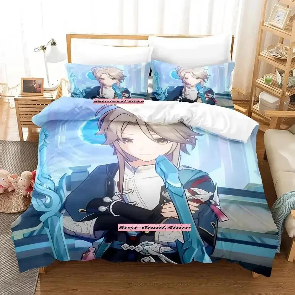 Honkai Star Rail Bedding Set Cartoon Anime Printed Bed Set Duvet Cover Pillowcase Linen Sheet Quilt Cover Full Queen King Size