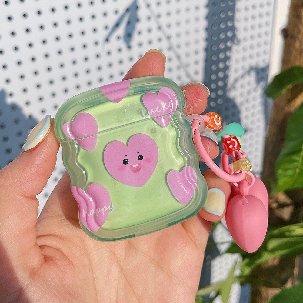 Чехол для наушников INS Heart Windmil для AirPods AirPod 2 3, чехол с милым медведем и разноцветными бусинами, подвеска, мягкий силиконовый чехол для AirPods Pro