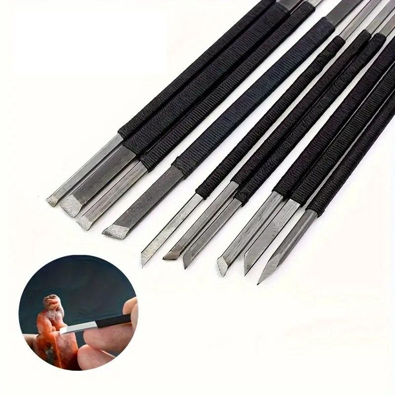 10 шт. Ручной нож для резьбы по камню, набор инструментов для резьбы по печатям, ручной нож для резьбы по печатям, нож для резьбы по дереву, основные инструменты для резьбы