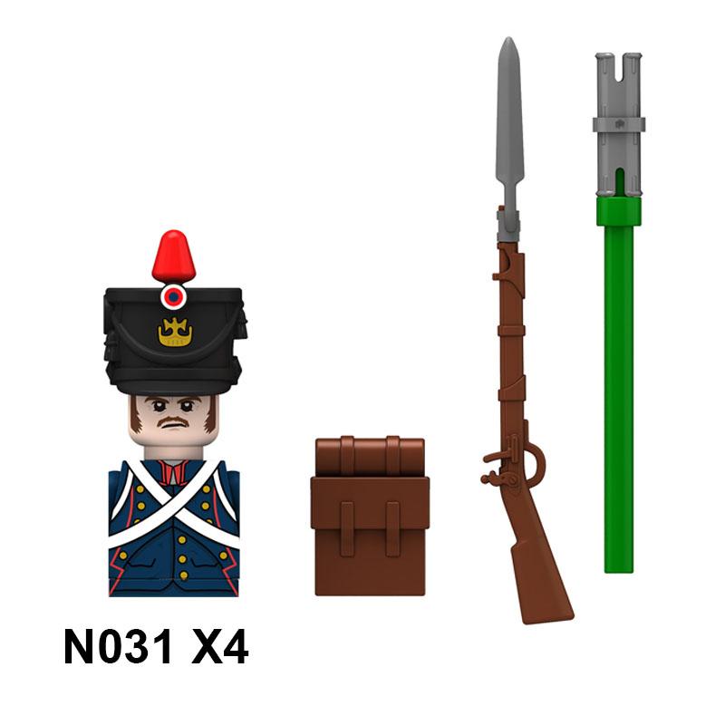 4pcs Military Building Blocks Medieval Knights Duke Marshal Figures Napoleonic Wars Weapons Sword Flags Shoulder Armor Cape Brick MOC