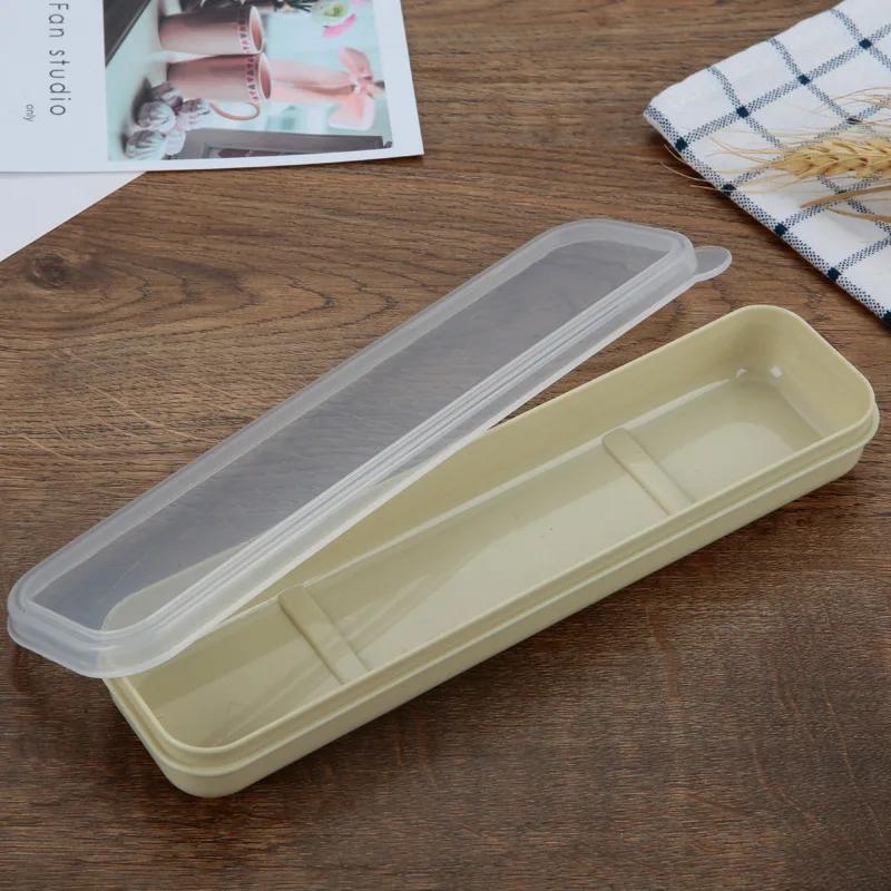 Портативный дорожный ящик для многоразовой посуды для школы и дома, практичный прозрачный чехол для столовых приборов