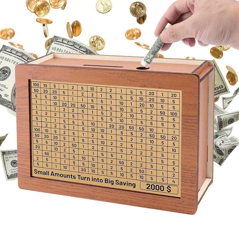 Деревянная копилка для денег со счетчиком, копилка для экономии денег, деревянная копилка с многоразовой копилкой с целью сбережения