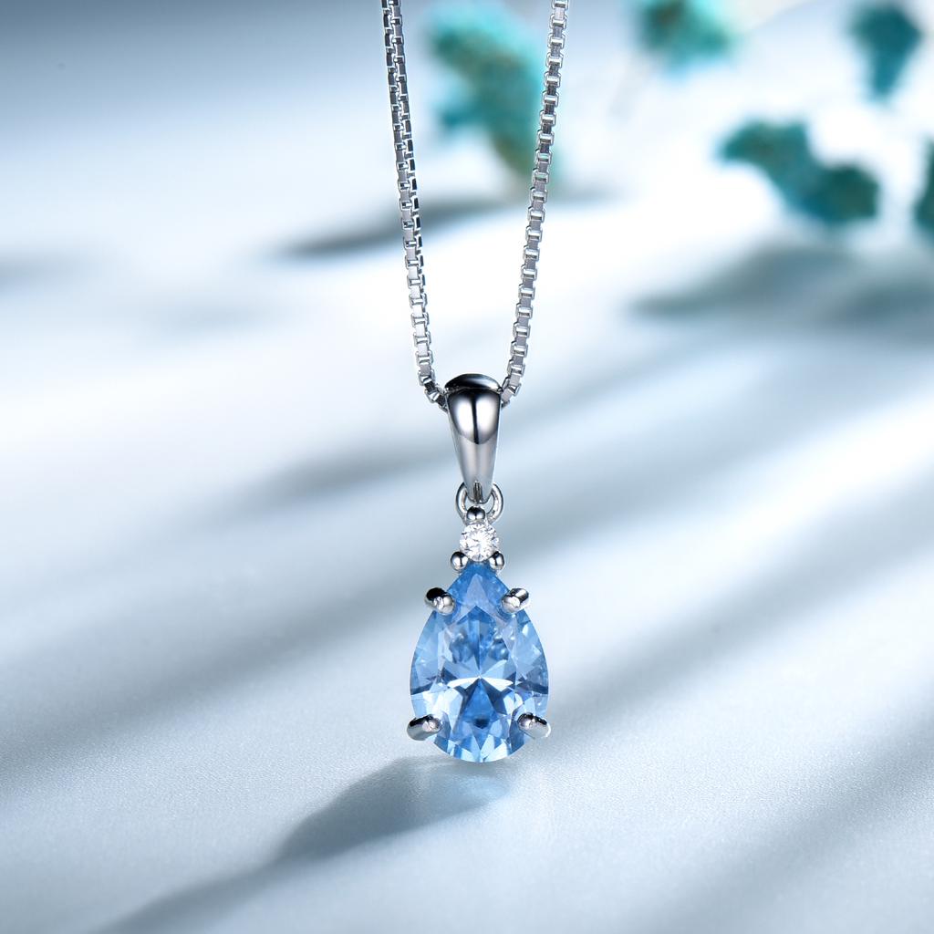 Umcho Jewelry Set Blue Topaz Ring Earrings Pendant 925 Sterling Silver Ladies Jewelry Set