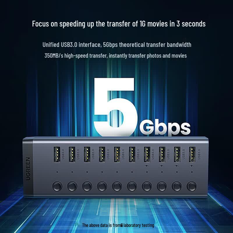 Ugreen 10-портовый USB 3.0 концентратор с адаптером питания