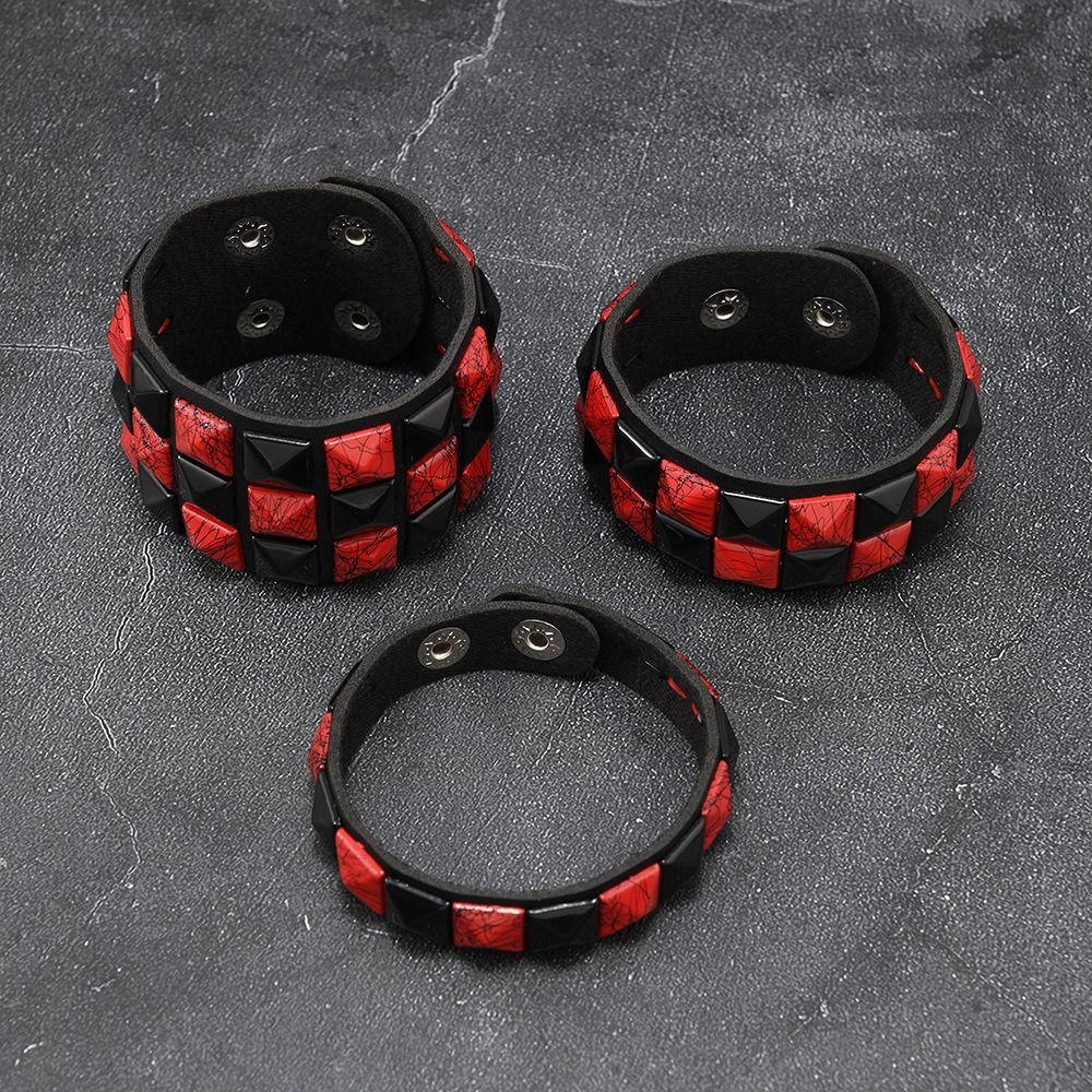 Vintage Big Wide Bracelet Contrasting Gothic Punk Bracelet Rivets Leather Wristband  Male Female