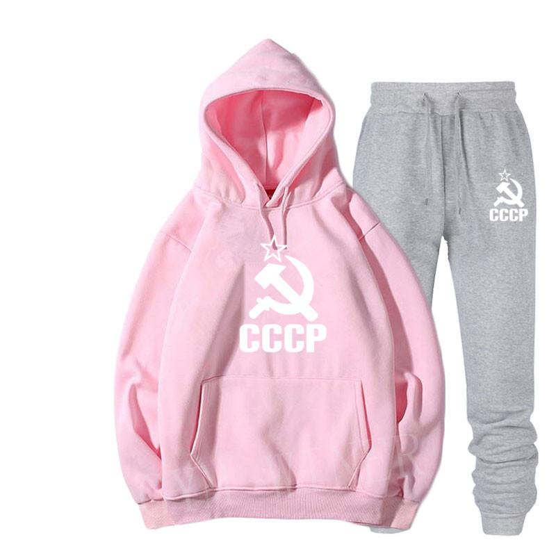 Флисовая толстовка с капюшоном свободного кроя + повседневные спортивные брюки с буквенным принтом модный комплект