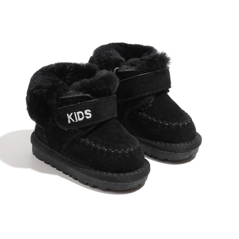 2024 Новые зимние детские зимние ботинки унисекс кожаные ботинки для мальчиков и девочек теплые хлопковые детские кроссовки с мягкой подошвой для малышей