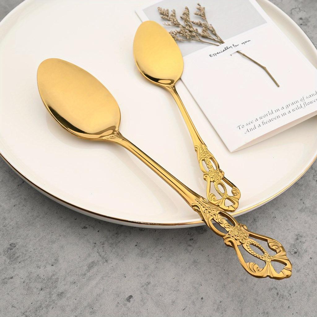 Набор столовых приборов из зеркальной полированной нержавеющей стали, 24 шт., посуда в стиле Crown Court, винтажная форма, кухонное и ресторанное серебро