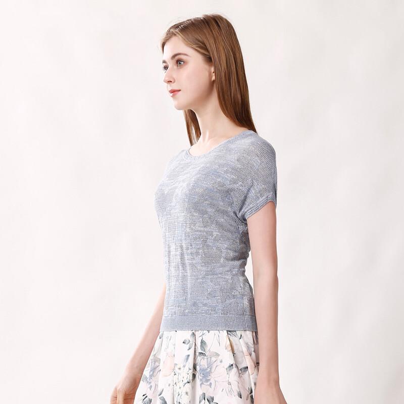 Anlom Women's Thin Round Neck Short Sleeve Knit Top