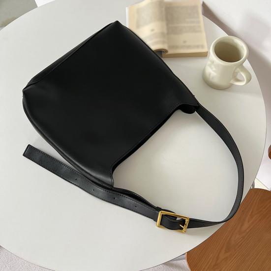 Yousheng Women Shoulder Bag Large Capacity Faux Leather Adjustable Straps Solid Color Great Load Bearing Magnet Zipper Closure Portable Lady Tote Bag