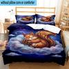 Squirrel Dreams Under Moonlight 3pcs Bedding,Including 1pc Duvet Cover And 2pcs Pillowcases Perfect for Christmas,Ideal for Bedroom, Dormitory
