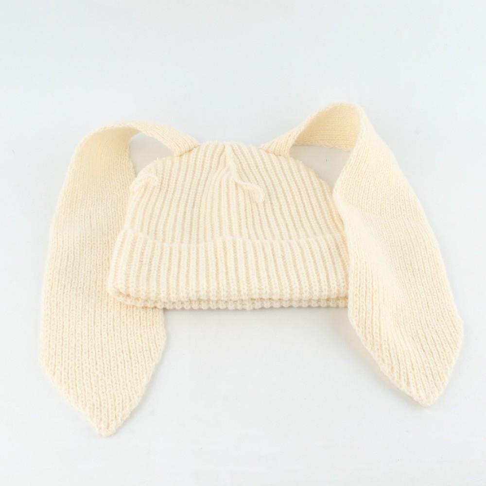 Cartoon Rabbit Long Ear Knitted Hat Warm Winter Pullover Hat Vintage Bunny Beanies Hat Autumn