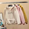 Womens Fleece-Lined Hooded Sweatshirt With Embroidery - Cozy Thick Warm Oversized Pullover Winter College Style