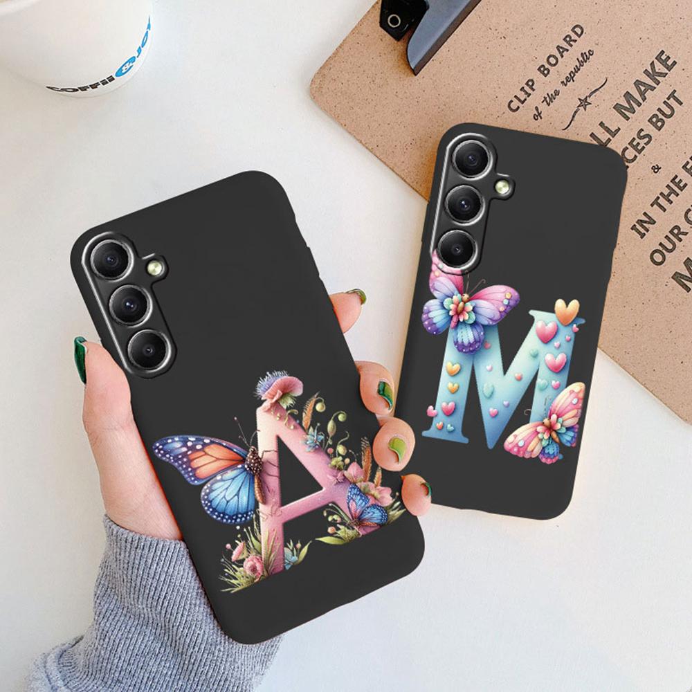 Phone Case For Samsung Galaxy A15 A25 A35 A55 A13 Colorful Letter Love Flower Butterfly Women INS Shell Fundas Bumper Soft Cover