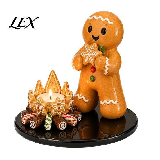 Christmas Party Supplies Candle Holder, Cute Santa Claus/Snowman/Elf Boy/Gingerbread Tealight Resin Winter Mantel Ornament Tabletop Candlestick Decor