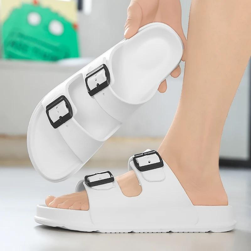 Summer Men Women Slipper Outdoor Beach Sandals EVA Platform Flip Flops For House Slides Buckle Soft Thick Sole Sandals