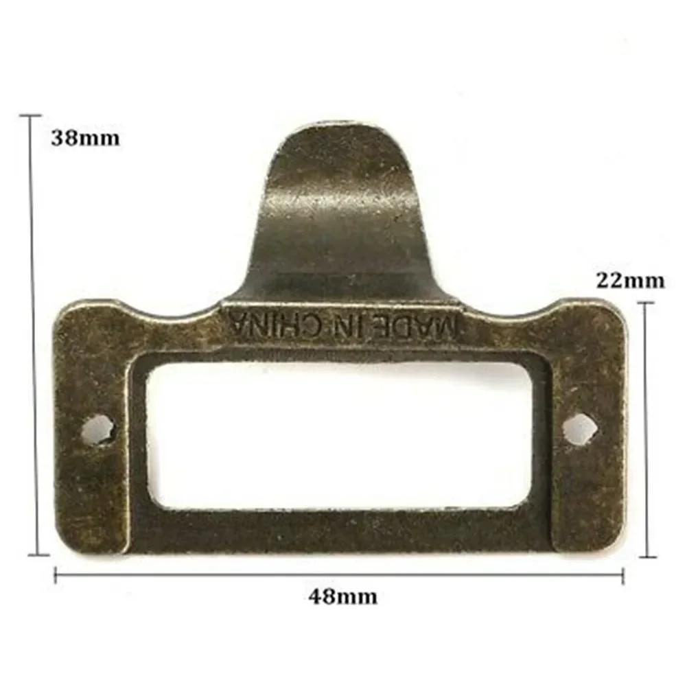 10 PCS Cabinet Drawer Label Pulls Antique Style Brass Tag File Name Card Holder Frame for Jewelry Box Gift Box Cupboard Pulls