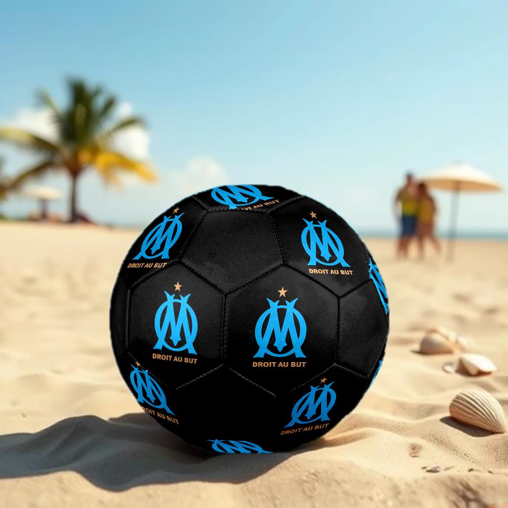 Olympique de Marseille Soccer Ball, colorful, suitable for all ages, machine-stitched, PVC material, competition grade, durable and high bounce