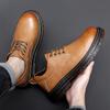 2024Новые коричневые мужские повседневные туфли из натуральной кожи, брендовые низкие ботинки для мужчин, рабочая защитная обувь, пара, мотоциклетная обувь для мужчин