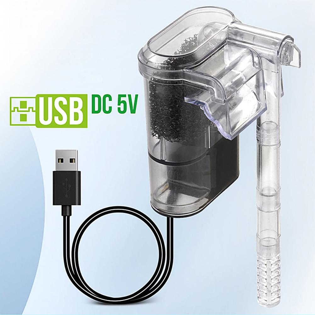 Aquarium Filter Adjustable Water Fall Mini Quiet Hang On Waterfall Fish Tank Filter USB Filting Aquarium Accessories
