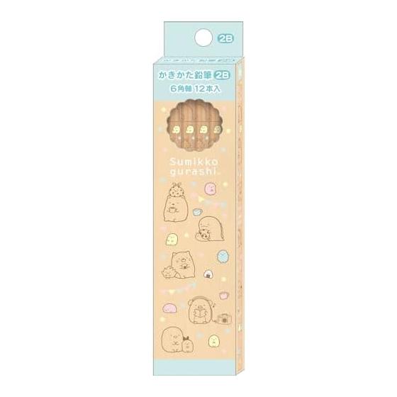 Карандаши San-X Sumikko Gurashi, Деревянный корпус, 2B, 1 дюжина, PH18702, Шестигранный корпус, 12 штук, Япония