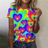 Colorful 3D Printing Women's Summer T-shirt Y2K Street Fashion Casual Style Comfortable Breathable Short-sleeved