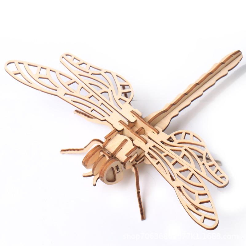 Children's DIY Wooden Puzzle Three-Dimensional 3D Hand Assembled Insect Model Brain Game Toys for Kids Gift