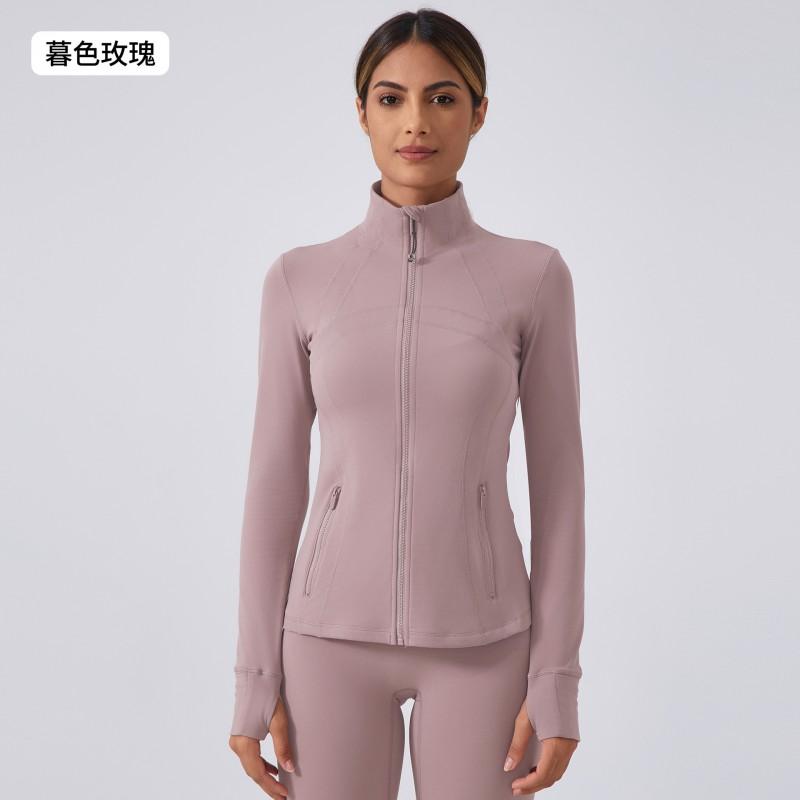 Womens Long Sleeve Fitness Jacket With Stand Collar Running Cycling Gym Workout Fall
