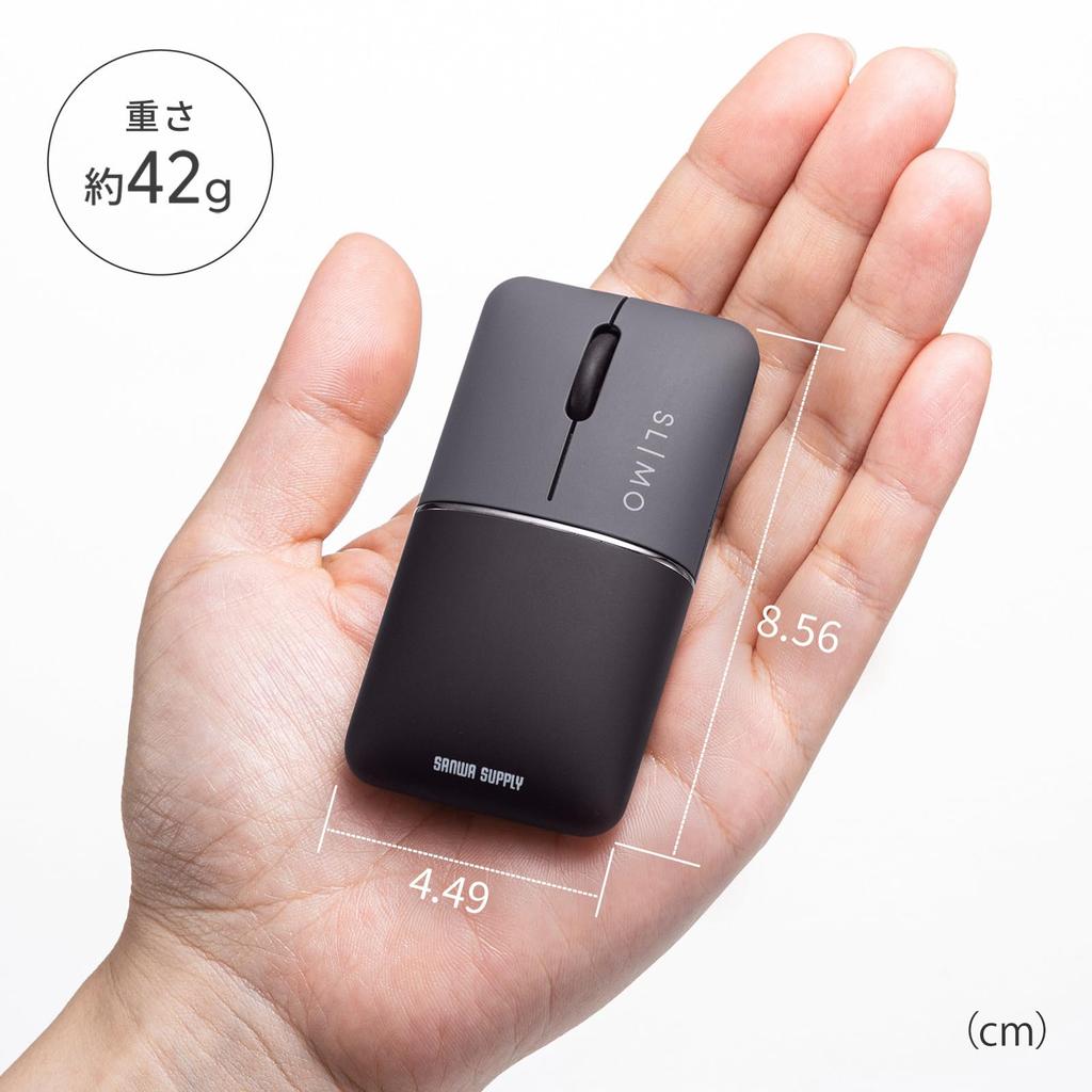 SANWA SUPPLY Бесшумная беспроводная мышь с синей светодиодной подсветкой, тонкая SLIMO/черная (перезаряжаемый) MA-WBBS310BK